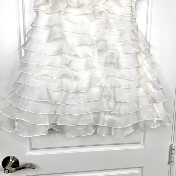 BHLDN Anthropologie Strapless A-Line Ruffled Mini Dress Size 10 White - Picture 10 of 15